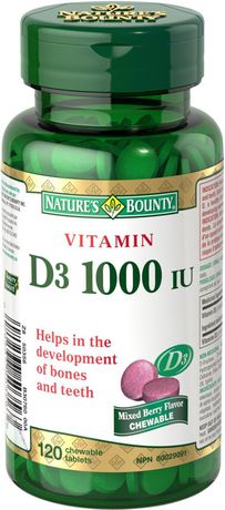 Nature's Bounty Vitamin D3 1000 IU Chewable 120 Chewables | Walmart Canada