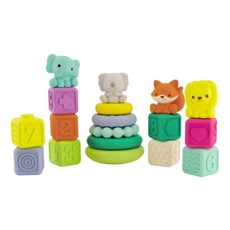 Infantino Stack & Play Gift Set, Stacking blocks, rings, and pals