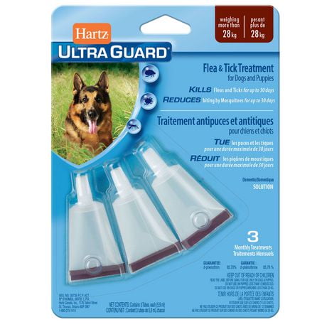 Traitement antipuces et antitiques Ultra Guard de Hartz pour chiens et chiots Pour chien plus grand que 28kg/60lbs