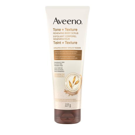 Aveeno Tone and Texture Renewing Body Scrub, Oat & Niacinamide Exfoliant, Paraben Free, Uneven Skin Exfoliator, 227 g