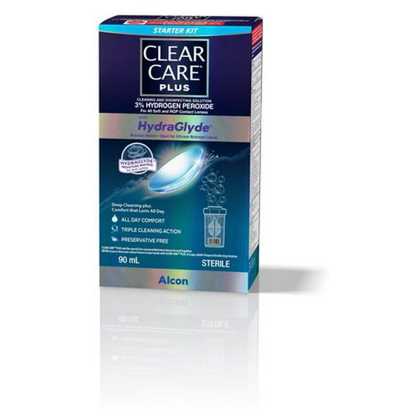 CLEAR CARE® Plus With HydraGlyde Contact Lens Solution, Travel Size Cleaning & Disinfecting Solution With Hydrogen Peroxide, Travel Size 90ml