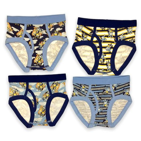 Bluey Toddler Boy's briefs. These boys underwear come in a pack of 4 and have and elastique band at the waist and around the leg and, Sizes 2T to 4T