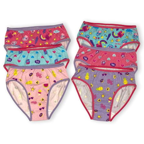 Polly Pocket Girl`s underwear. These girls classic panties come in a pack of 6 and have a thin elastic band at the waist and around the leg and, Sizes 4 to 8