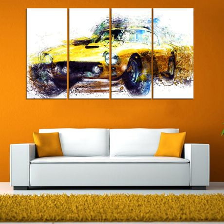 Design Art Yellow Classic Car Canvas Wall Art | Walmart Canada