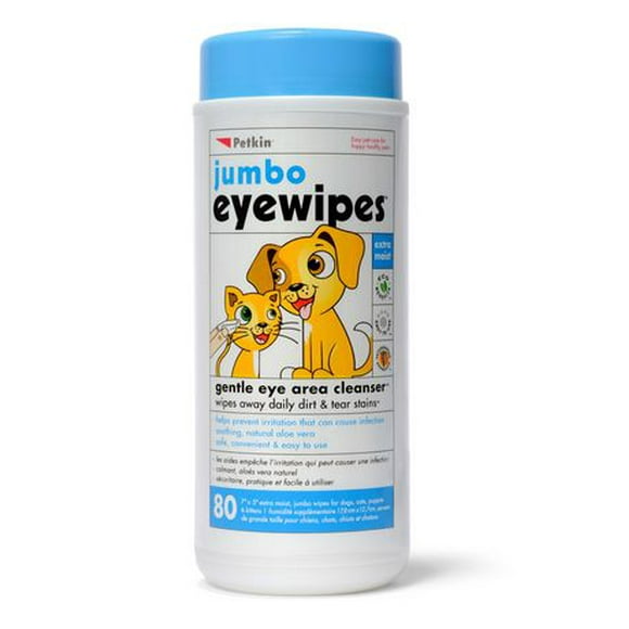 Lingettes Jumbo Eyewipes - 80 unités Le contour des yeux de votre animal reste propre grâce aux lingettes Jumbo EyeWipes.