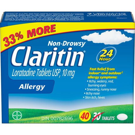 Claritin Allergy Medicine - 24 Hour Non-Drowsy Allergy Medication, Loratadine Antihistamine Pills For Allergy Relief, Bonus Pack, 30+10 Tablets