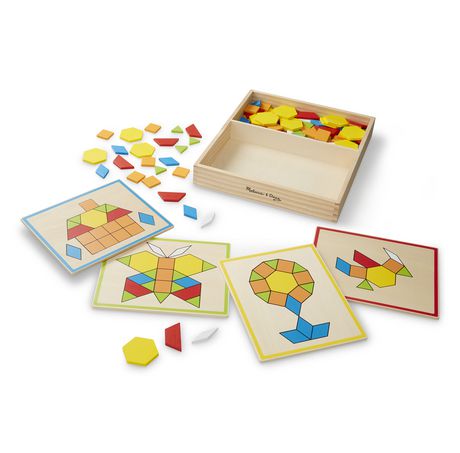 Melissa & Doug Pattern Pictures Wooden Blocks & Boards Shape Matching ...