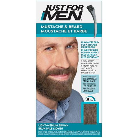 Colorant capillaire pour moustache et barbe de Just For Men - Brun pâle moyen M-30 1 pièce