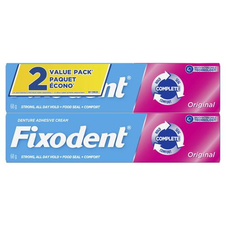 Fixodent Complete Original Denture Adhesive Cream, 68 g, twin pack