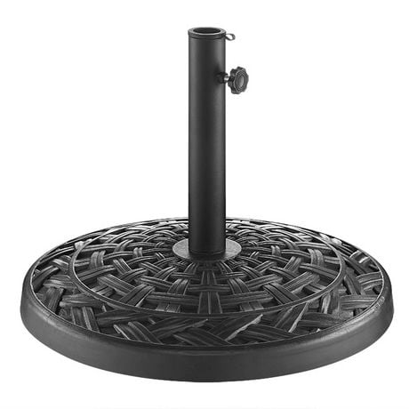 Manor Park Cross Weave Round Outdoor Patio Umbrella Base - Patio Umbrella Candle Holder Manor Park Cross Weave Round Outdoor Patio Umbrella Base - Patio Umbrella Candle Holder