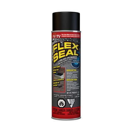 Flex Seal Spray Noir 14 oz Spray scellant caoutchouté.