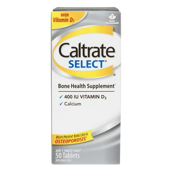 Caltrate Select (50 Count) Bone Health Supplement, Calcium/Vitamin D3, 50 Tablets