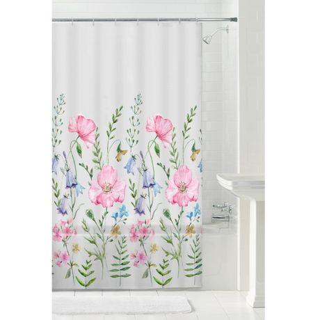 Mainstays Floral Stems PEVA Shower Curtain, Multicolor, Floral Shower Curtain
