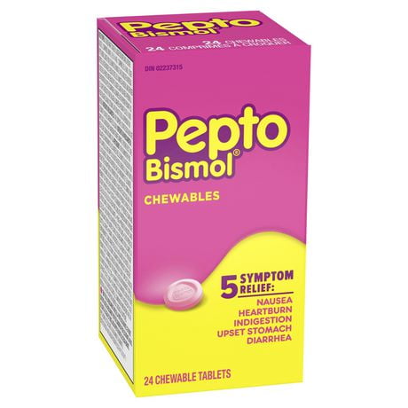 Pepto Bismol Chewable Tablets for Nausea, Heartburn, Indigestion, Upset ...