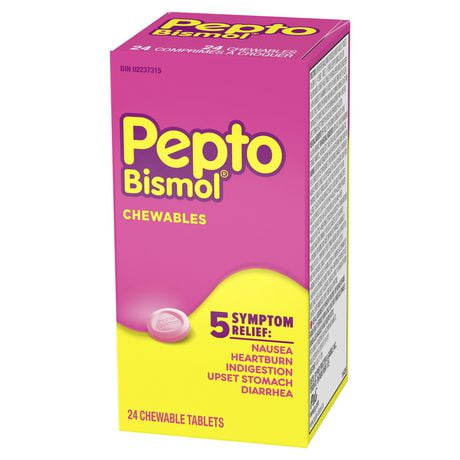 Pepto Bismol Chewable Tablets for Nausea, Heartburn, Indigestion, Upset ...