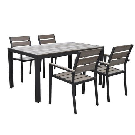 CorLiving 5pc Sun Bleached Outdoor Weather Resistant Dining Set ...