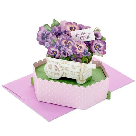 Hallmark Paper Wonder Pop Up Mothers Day Card or Birthday Card for Women (Cart of Pansies)
