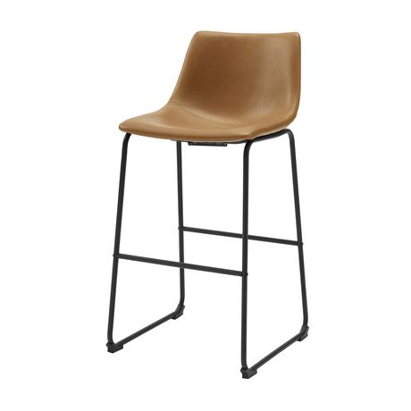 Manor Park 30 Industrial Faux Leather, Whiskey Brown Faux Leather Bar Stools Set Of 2