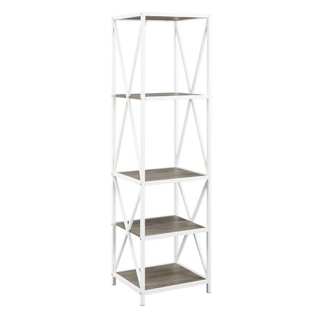 Manor Park 4 Shelf Metal Wood Tall, 18 Inch Wide Tall Bookcase