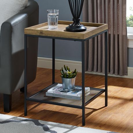 Manor Park Industrial Farmhouse Square Side Table - Multiple Finishes