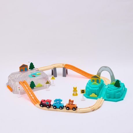 Jeu de rails de train en bois 40pièces