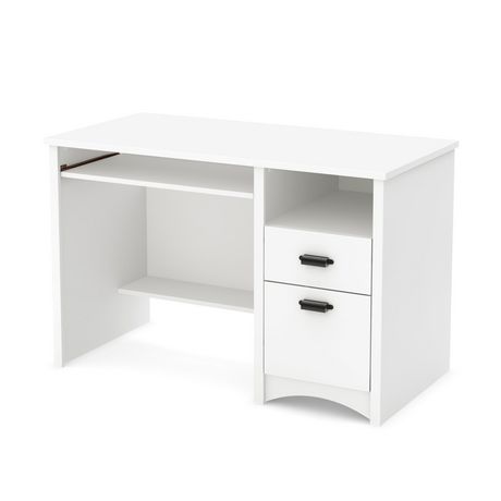 South Shore Gascony Computer Desk With Keyboard Tray White Rectangular