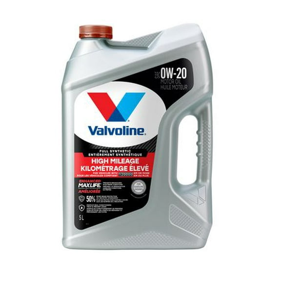 Valvoline Full Synthetic High Mileage 0W20 Motor Oil, 5L