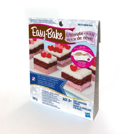 Easy-Bake, ensemble de préparations pour le four de rêve, gâteau rouge velours et gâteau à saveur de fraises, s'amuser à cuisiner dès 8 ans