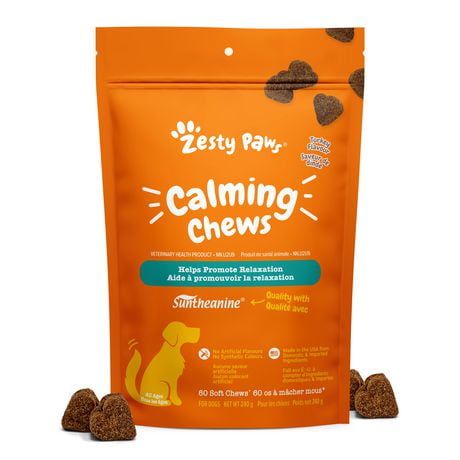 Zesty Paws Calming Chews, Suppléments pour chiens à saveur de dinde, 60 ct 60 Bouchées