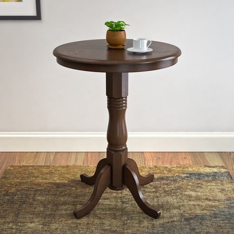 table round bar wood woodgrove pedestal corliving dark brown zoom