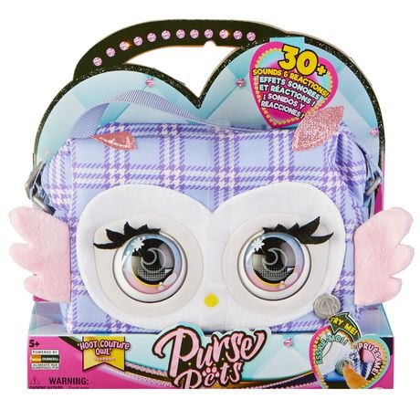 Purse Pets, Print Perfect Hoot Couture Owl, Animal et sac à main interactif avec plus de 30 effets sonores et réactions, jouets pour filles à partir de 5 ans