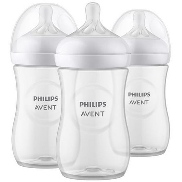 Philips Avent Natural Baby Bottle With Natural Response Nipple, Clear, 9oz, 3 pack, SCY903/03, 9oz 3pk