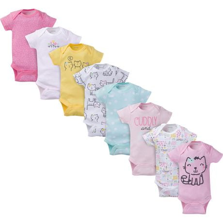 Onesies baby-girls 8-pack Short Sleeve Printed Shirt Bodysuits