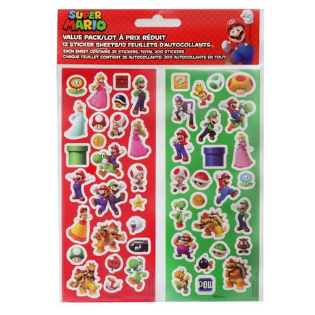 Super Mario Value Pack Stickers - 12 Sticker Sheets, Super Mario Stickers