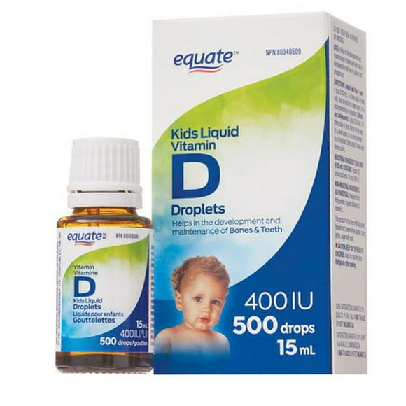 Equate Vitamin D Kids 400IU, 500 Drops, 400 IU/ 15ML
