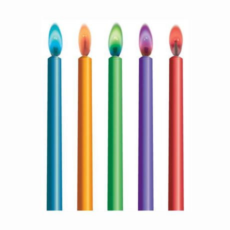 Color Flame Birthday Candles in Holders, 10 Count