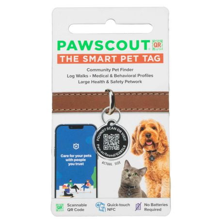 Médaille intelligente Pawscout™QR pour chiens et chats étiquette pour animaux de compagnie