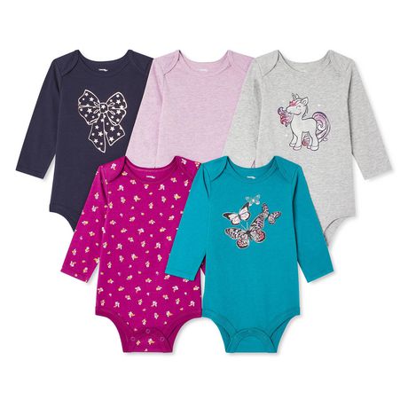 Gerber® Baby Girls' 5-Pack Organic Onesies Bodysuits 
