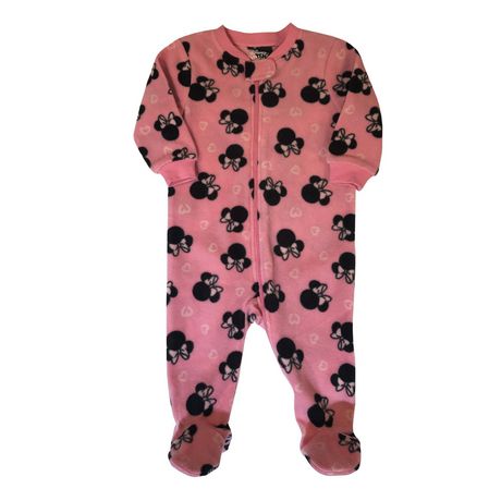 Disney girls Minnie Mouse footed 1pc long sleeve interlock sleeper ...