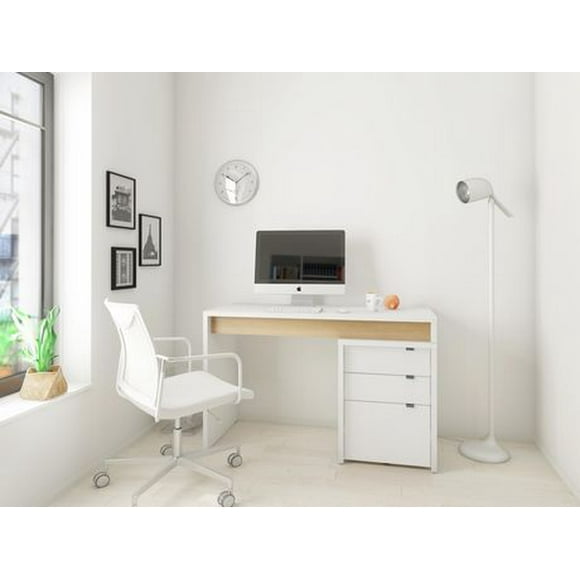 Chrono 2 Piece Home Office Set, Natural Maple and White