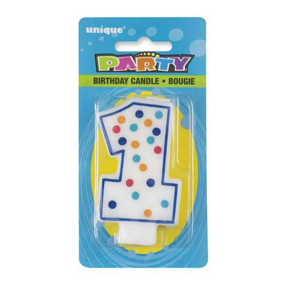Polka Dot Number "1" Birthday Candle, Shaped like the number 1
