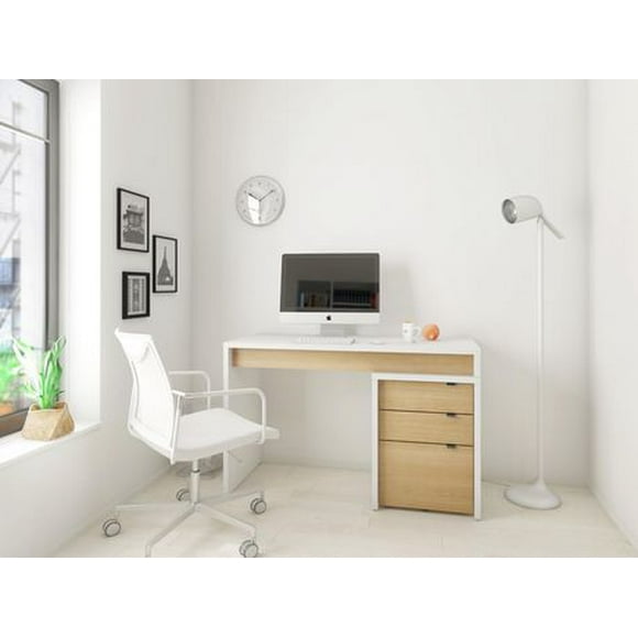Chrono 2 Piece Home Office Set, Natural Maple & White