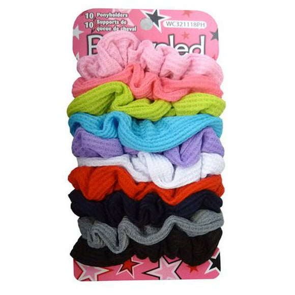 unbrand Bejeweled Waffle Fabric Twister Ponytail Holders, 10 scrunchies