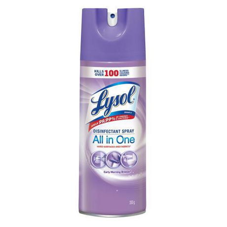 Spray Désinfectant Lysol, Brise du matin, 350 g, Désinfecte et élimine les odeurs sur les surfaces dures et les tissus 350g