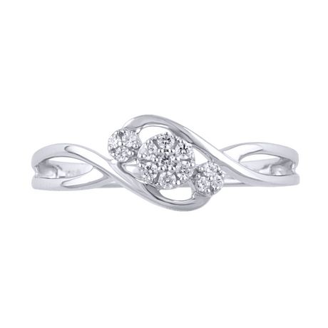 0.10 Ct.T.W. Diamond Three Stone Cluster Promise Ring in Sterling ...