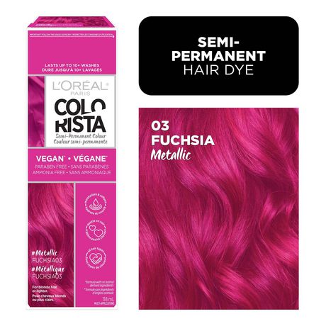 L'Oreal Paris Colorista Semi Permanent, 03 Metallic Fuschia Hair Dye, For  Blonde Bleached and Highlighted Hair, Vegan and No Ammonia, 1 EA | Walmart  Canada
