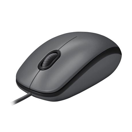 Logitech M100 Wired USB Mouse, 3-Buttons,1000 DPI Optical Tracking, Ambidextrous, Compatible with PC, Mac, Laptop - Gray
