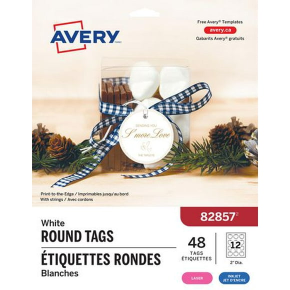 Avery® Étiquettes rondes imprimables avec cordons Étiquettes rondes, 2po
