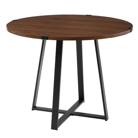 dining round table walnut metal industrial wrap dark wood modern person urban overstock tables manor park inch target furniture sold