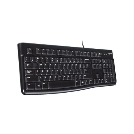 Logitech K120 Wired Keyboard for Windows, USB Plug-and-Play, Full-Size, Spill-Resistant, Curved Space Bar, Compatible with PC, Laptop<br> - Black